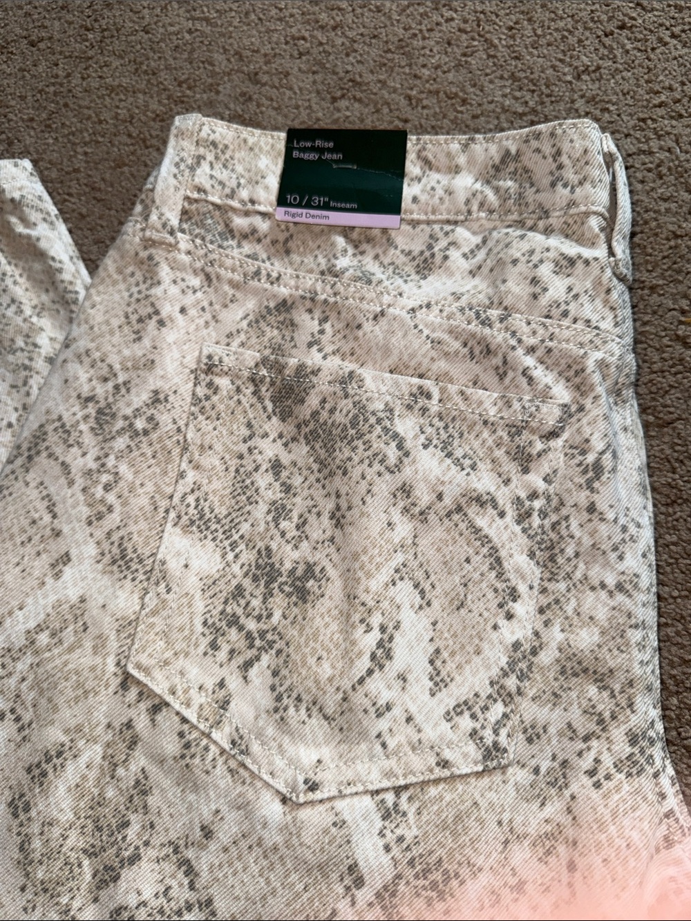 wild fable Snake-Print Flare/Wide Leg Jeans - Beige & Gray